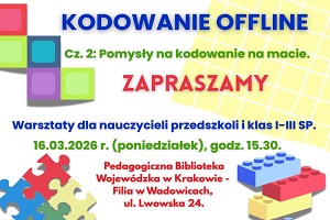 Grafika promująca warsztaty Kodowanie na dywanie. Cz. 2 