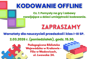 Grafika promująca warsztaty Kodowanie offline. 
