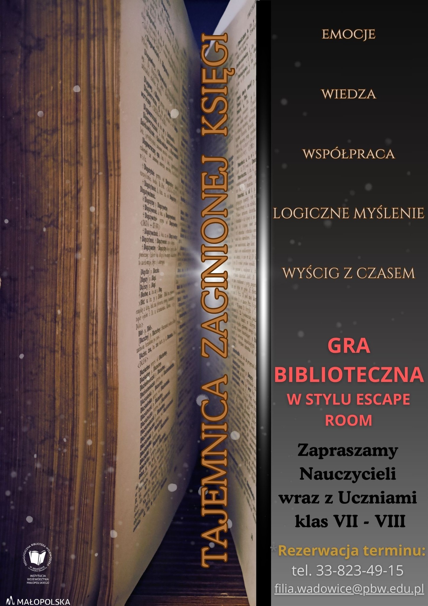 Plakat promujący grę biblioteczną